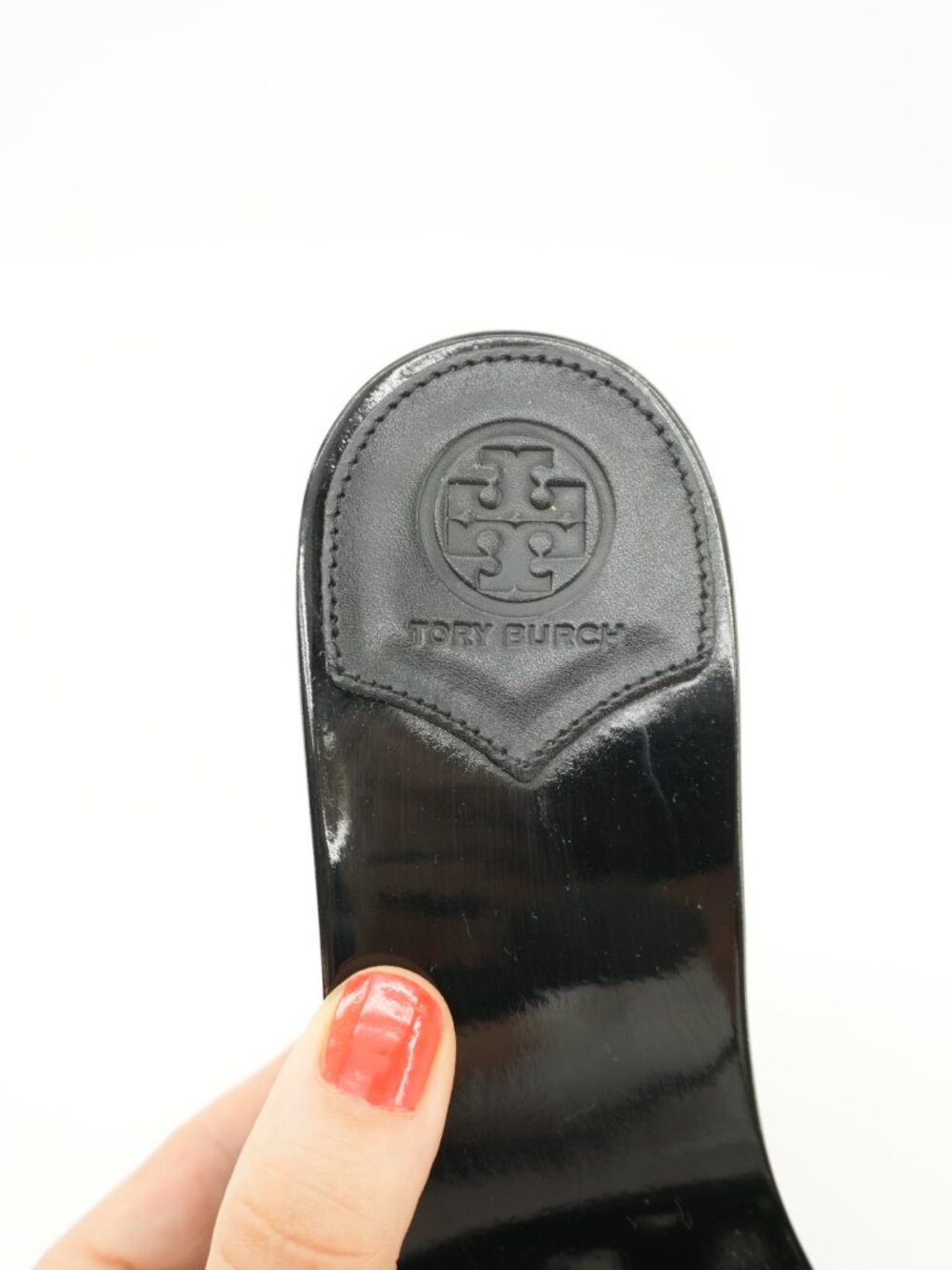 TORY BURCH Leather Wedges Black Patty Slides Clogs Size 7.5 - Picture 7 of 15